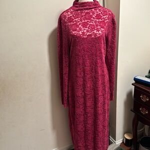NWOT never used tag removed accidentally Steven Madden dress lace in hot pink.